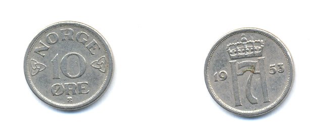 НОРВЕГИЯ 10 ЭРЕ 1952 KM 396 медно-никель 4379-947