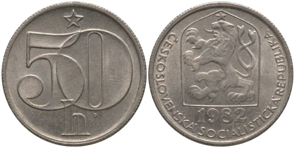 ЧЕХОСЛОВАКИЯ 50 ГЕЛЛЕРОВ 1982 KM 89 медно-никель 181-152