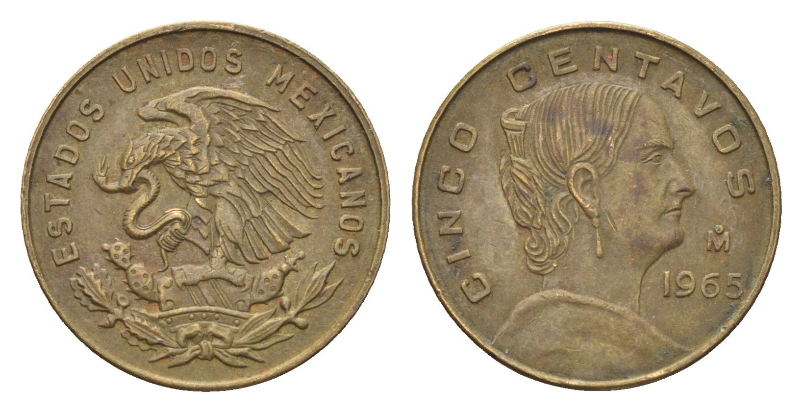 Мексика 5 сентаво 1965 Mo, Жозефа Ортис де Домингес KM 426 латунь 4664-754