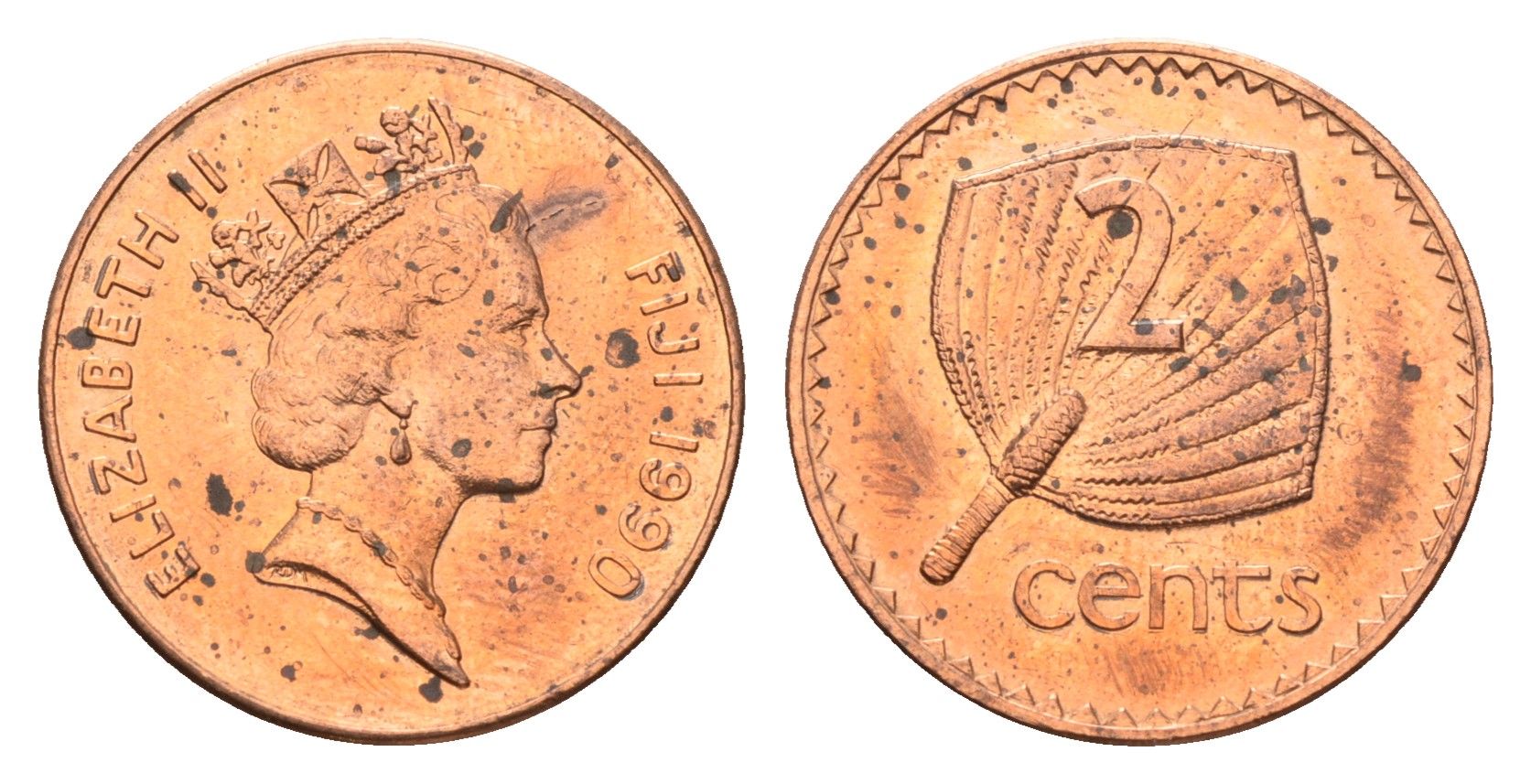 Фиджи 2 цента 1990 KM 50a цинк плакированная медью aUNC 4669-543