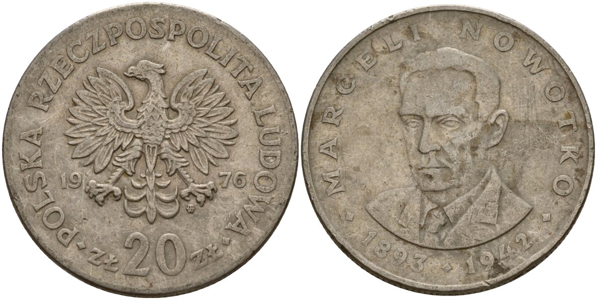 Польша 20 злотых 1976 Марсель Новотко Y 69 медно-никель 4157-116