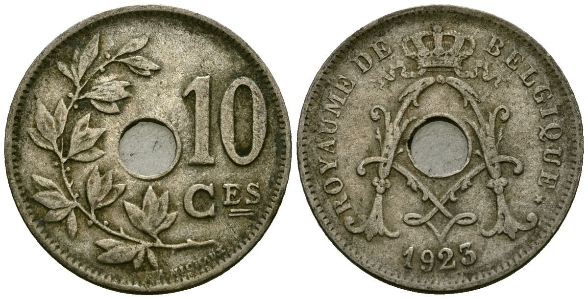 Бельгия 10 сантимов 1923 Belgique KM 85 медно-никель 4172-925