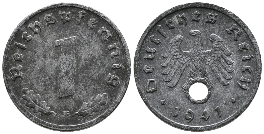 ГЕРМАНИЯ 1 РЕЙХСПФЕННИГ 1941 F KM 97, J. 369 цинк 39-1169