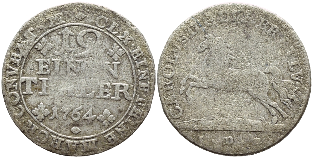 Брауншвейг-Вольфенбюттель 1/12 талера 1764 IDB, Карл I (1735-1780) KM 970, Welter 2854 серебро 54-848