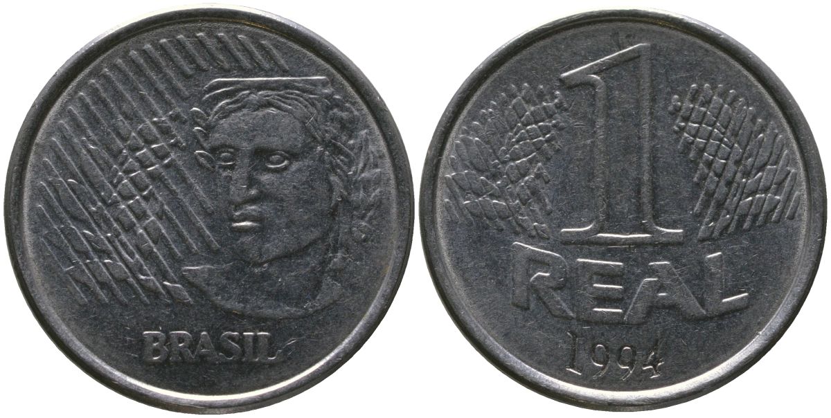 Бразилия 1 реал 1994 KM 636, Schon 145 нержавеющая сталь 4519-512