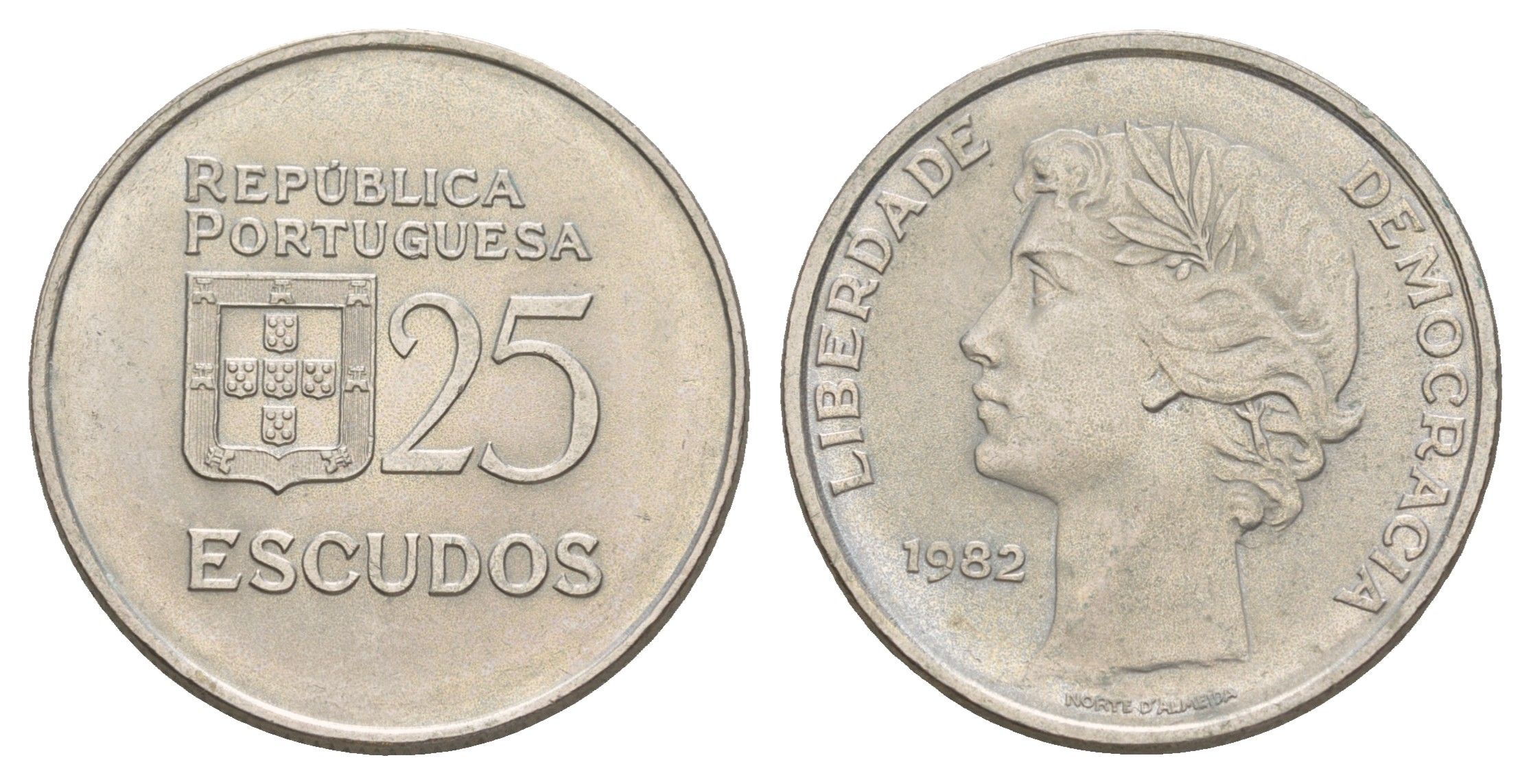 Португалия 25 эскудо 1982 KM 607a медно-никель 4654-335