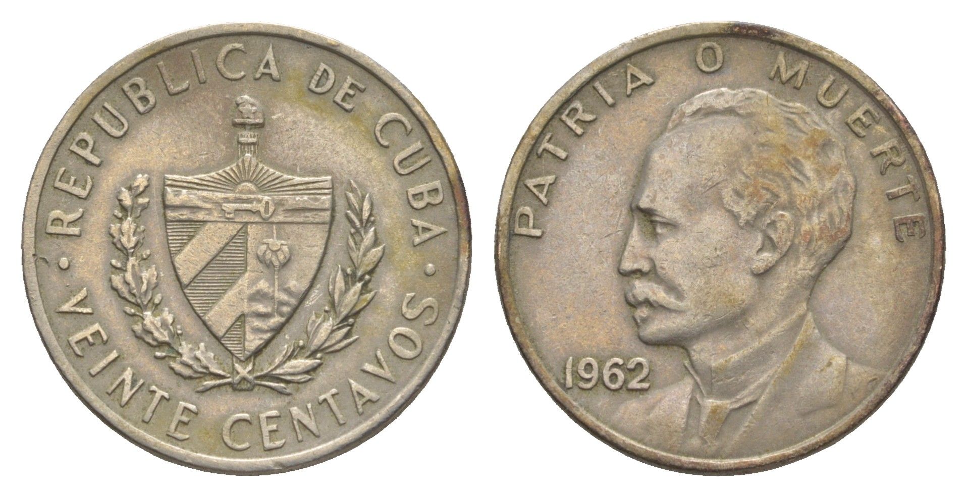 Куба 20 сентаво 1962 Хосе Марти KM 31 медно-никель 4637-1053