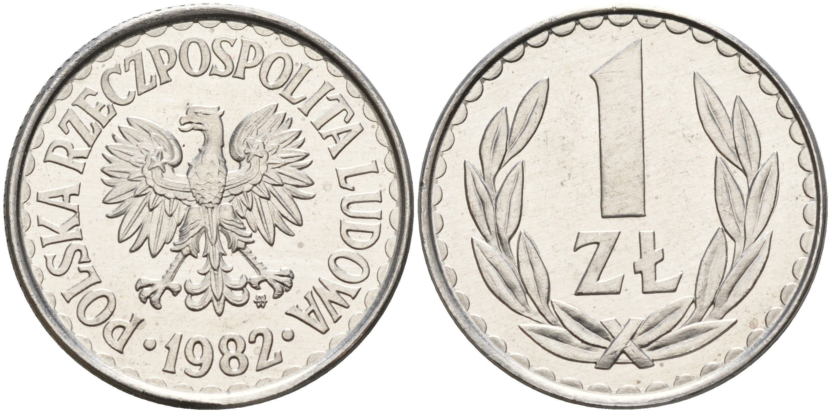 Польша 1 злотый 1982 MW KM 49.1 алюминий  UNC  4161-213