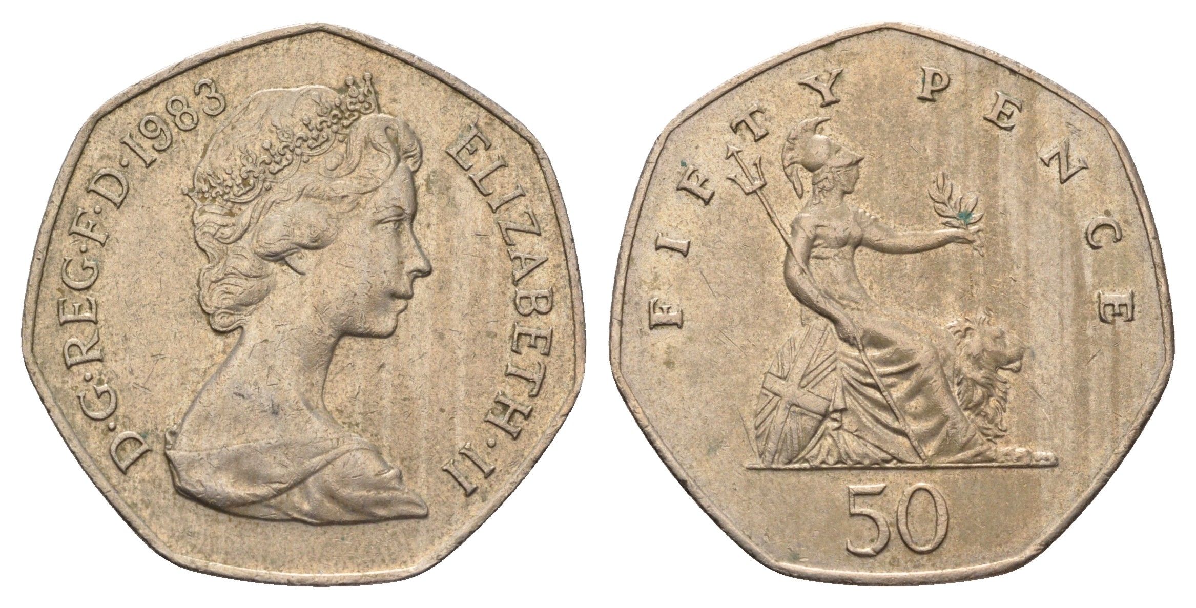 Великобритания 50 пенсов 1983 Елизавета II (1952-2022) KM 932, Spink H3 медно-никель 4692-331