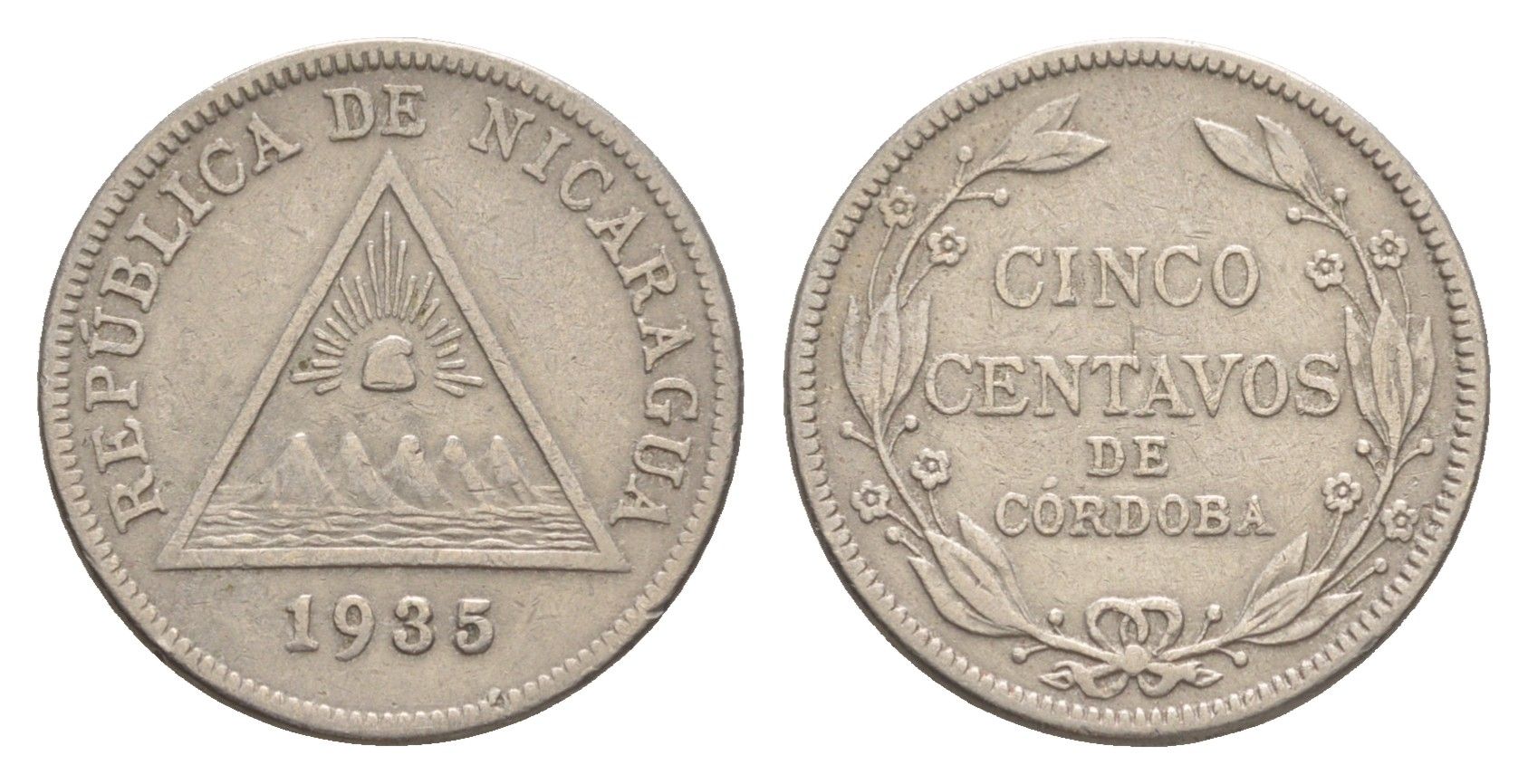 Никарагуа 5 сентаво 1935 KM 12 медно-никель 1528-1224