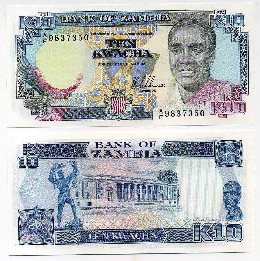 Замбия 10 квач ND (1989-1991) Кеннет Каунда, жираф, подпись Nkhoma Pick 31 a бумага UNC (пресс) 448-23-1