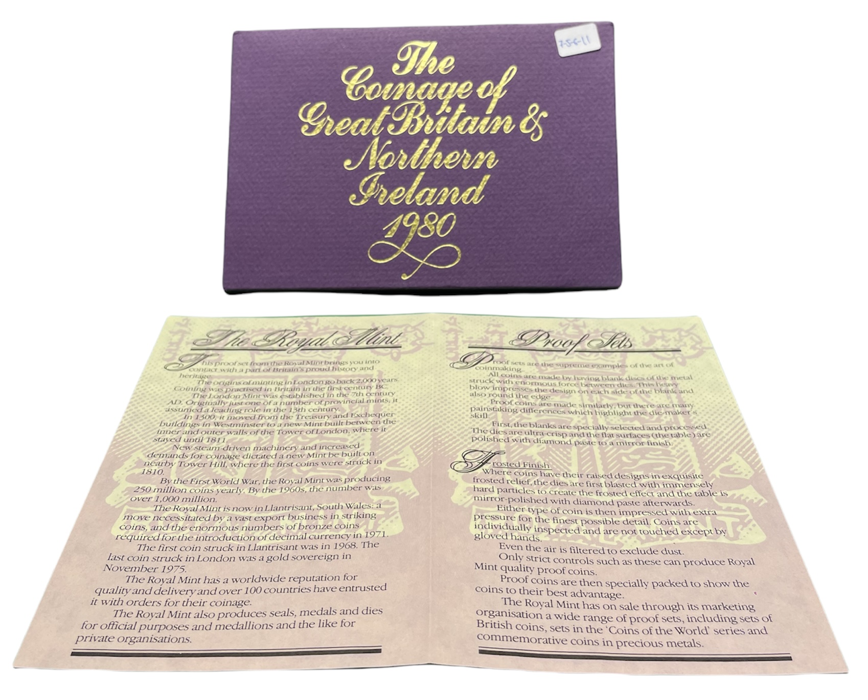 Великобритания официальный набор из 6 монет 1980 в пластике, с сертификатом, в оригинальной картонной коробке Spink PS30 PROOF 7-5-6-11