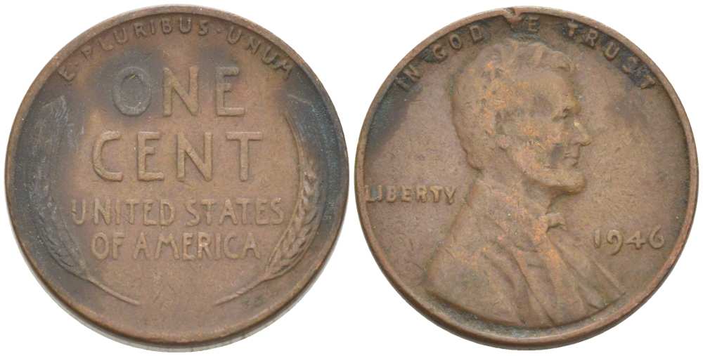 США 1 ЦЕНТ 1946 ЛИНКОЛЬН KM А132 медь цинк 3309-545