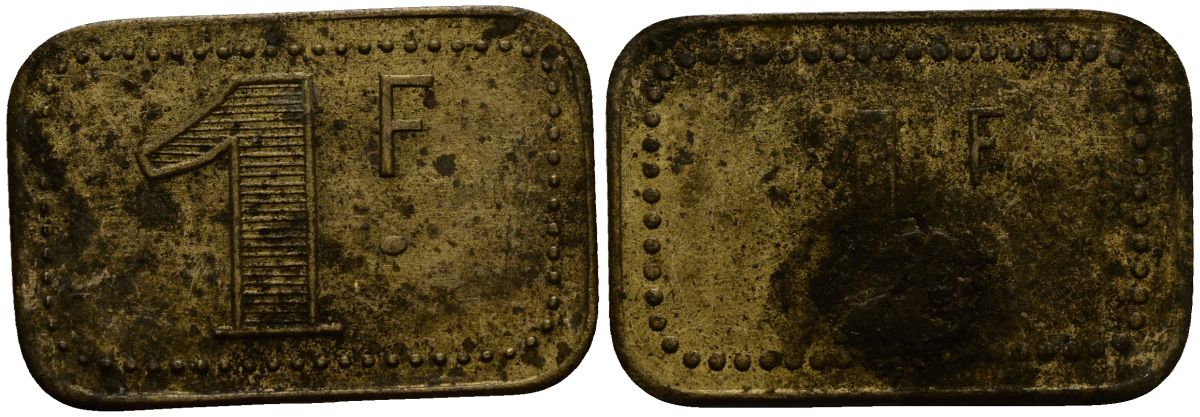 Франция 1 франк ND ресторанный жетон латунь 4166-227