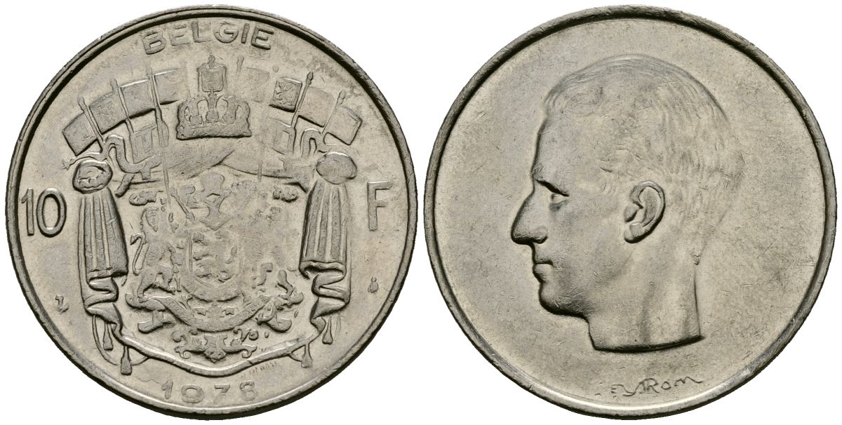 Бельгия 10 франков 1973 BELGIE, Бодуэн I (1951-1993) KM 156.1 никель 4120-635