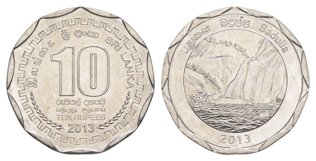Шри-Ланка 10 рупий 2013 серия административные округа Шри Ланки, Бадулла, водопад KM 193 нержавеющая сталь UNC 4635-925