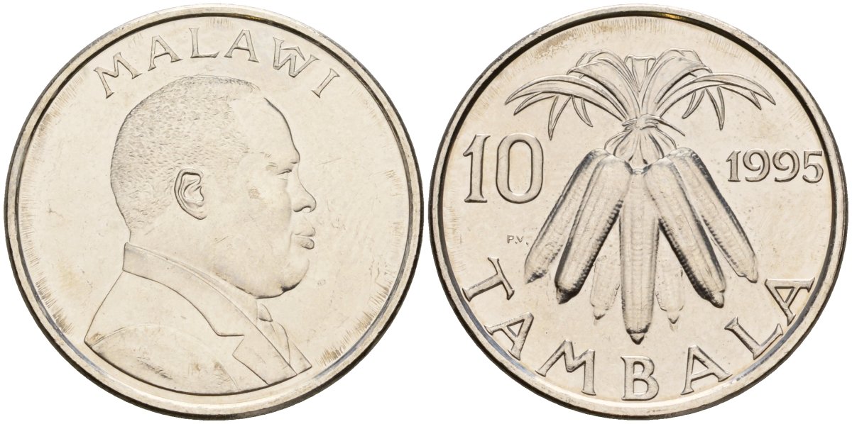 Малави 10 тамбал 1995 KM 27 сталь плакированная никелем UNC 4604-916