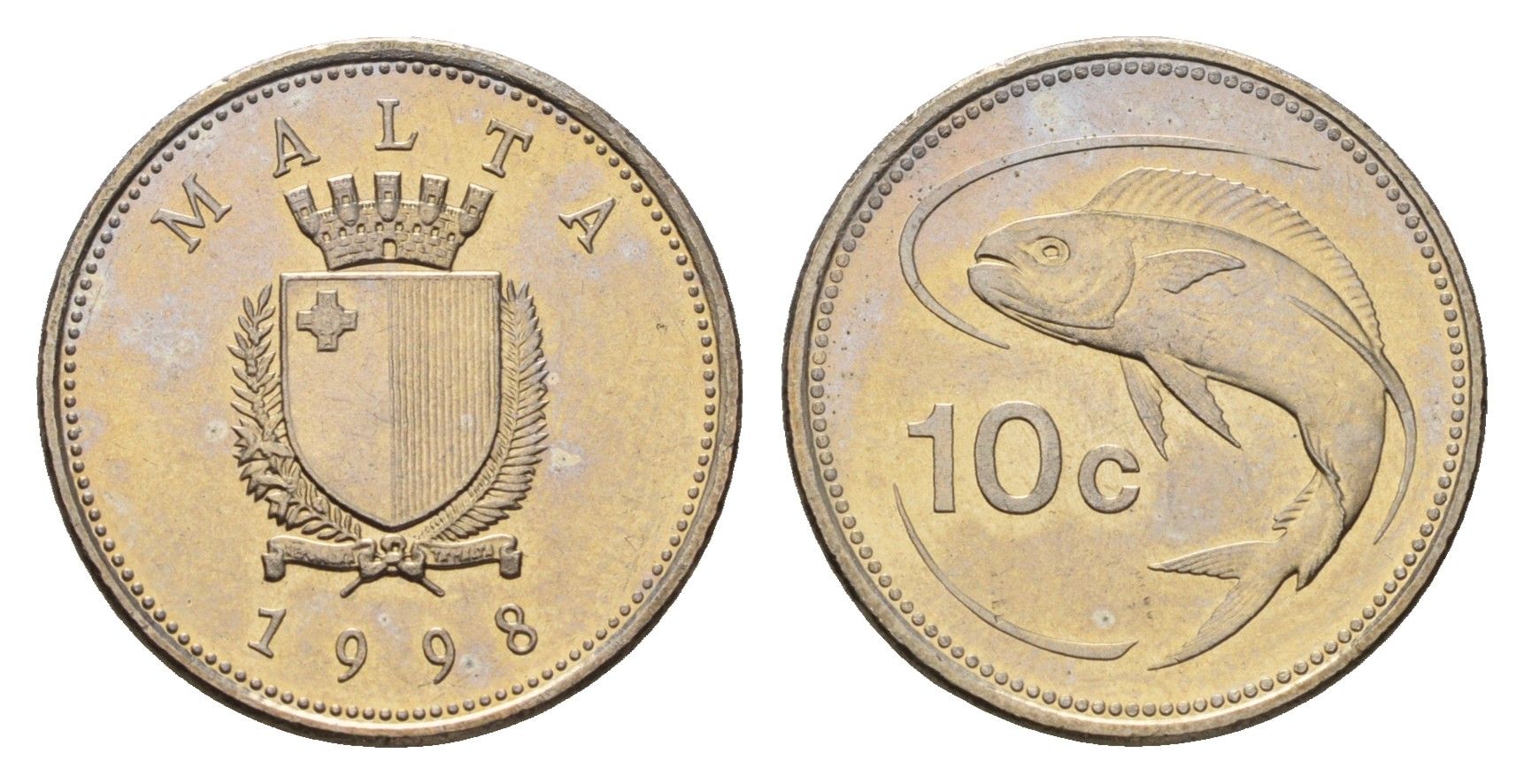 Мальта 10 центов 1998 KM 96 медно-никель UNC 4163-132