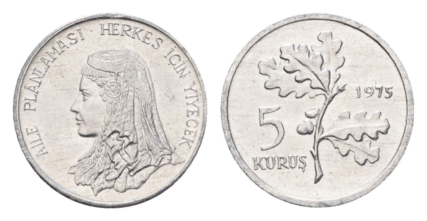 Турция 5 курушей 1975 ФАО - Планирование семьи KM 906 алюминий UNC 4160-954