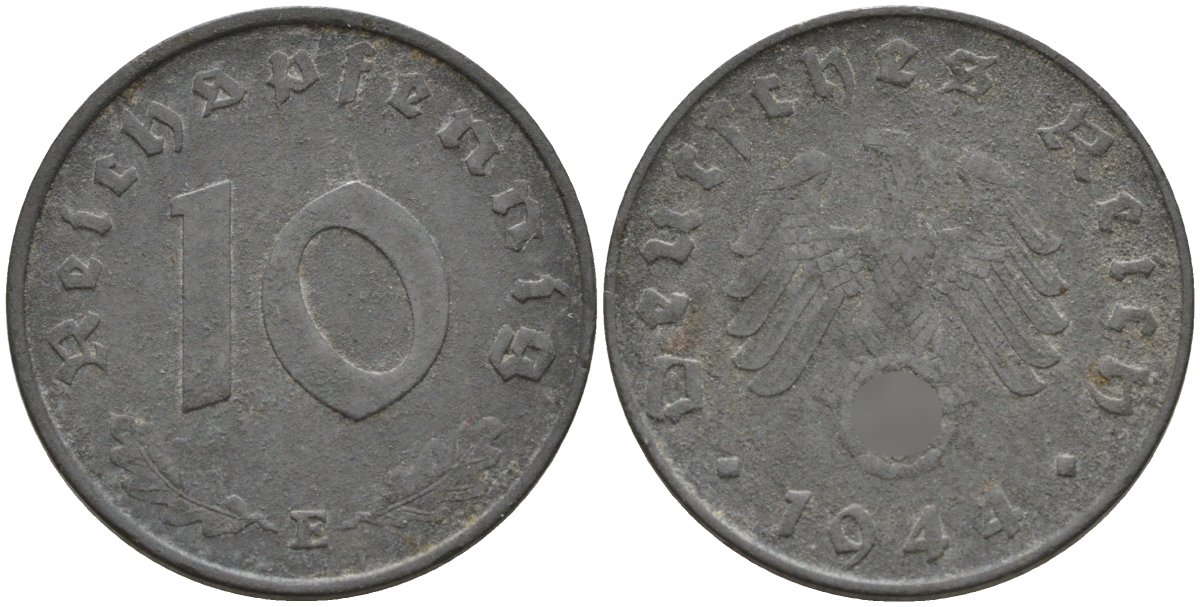 Германия 10 рейхспфеннигов 1944 J KM 101, J.371 цинк 4151-334