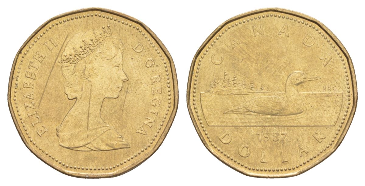 Канада 1 доллар 1987 Елизавета II (1952-2022), утка KM 157 никель плакированный алюминиевой бронзой 4631-745