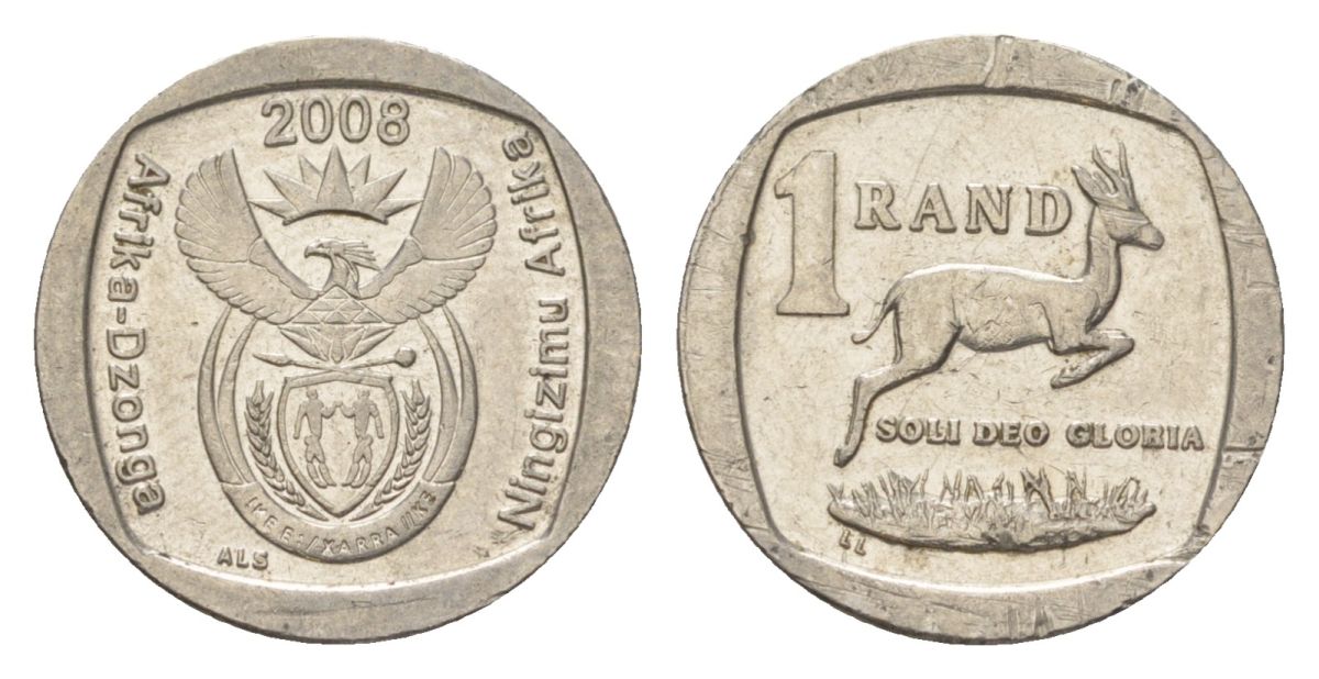 ЮАР 1 ранд 2008 KM 444 медь плакированная никелем 4627-515