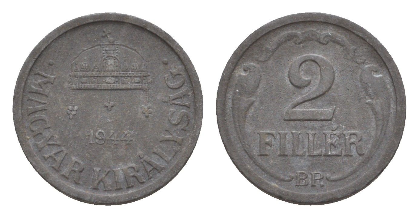 Венгрия 2 филлера 1944 BP KM 519 цинк 4658-351