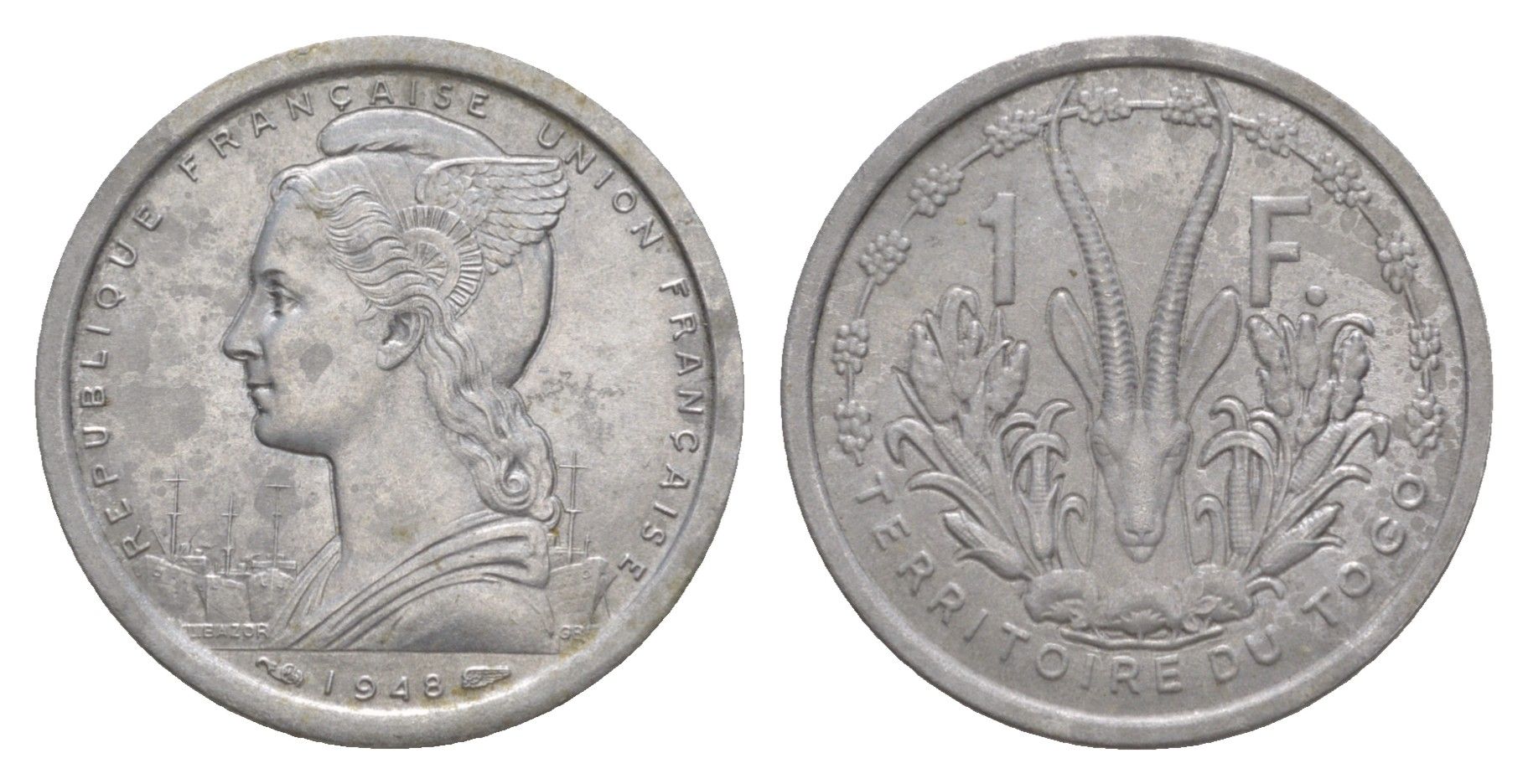 Того 1 франк 1948 KM 4 алюминий 1522-311