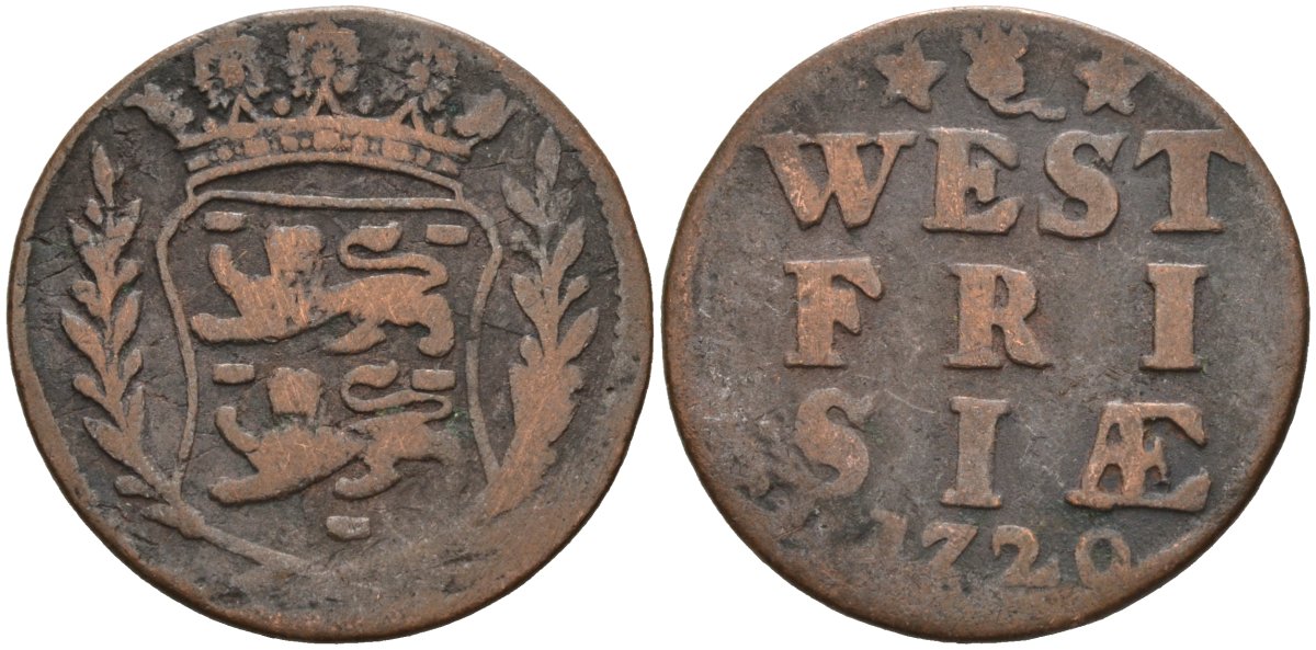 Западная Фризия (West Frisia), Нидерланды 1 дуит 1720 KM 100 медь 4577-223