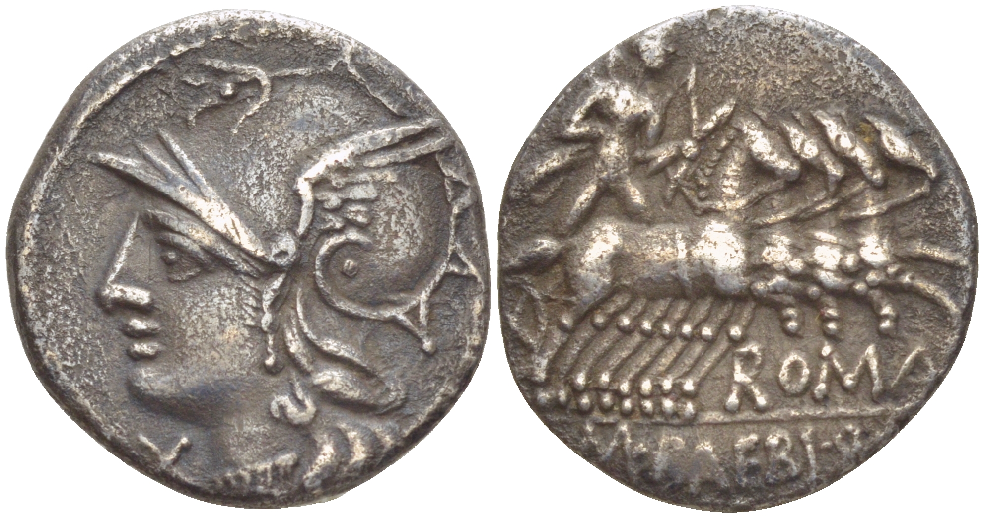 Римская Республика денарий 137 г. до н.э. монетарий М. Бебий Тампил, голова Ромы / Аполлон в квадриге, Рим, GOOD VERY FINE, 3,62 гр Crawf. 236/1 a; Syd. 489 серебро 1073-7-23