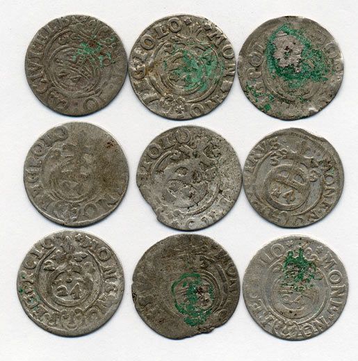 ПОЛЬША ЛОТ ИЗ 9 МОНЕТ ПОЛТАРАК XVII век серебро M12-3-9