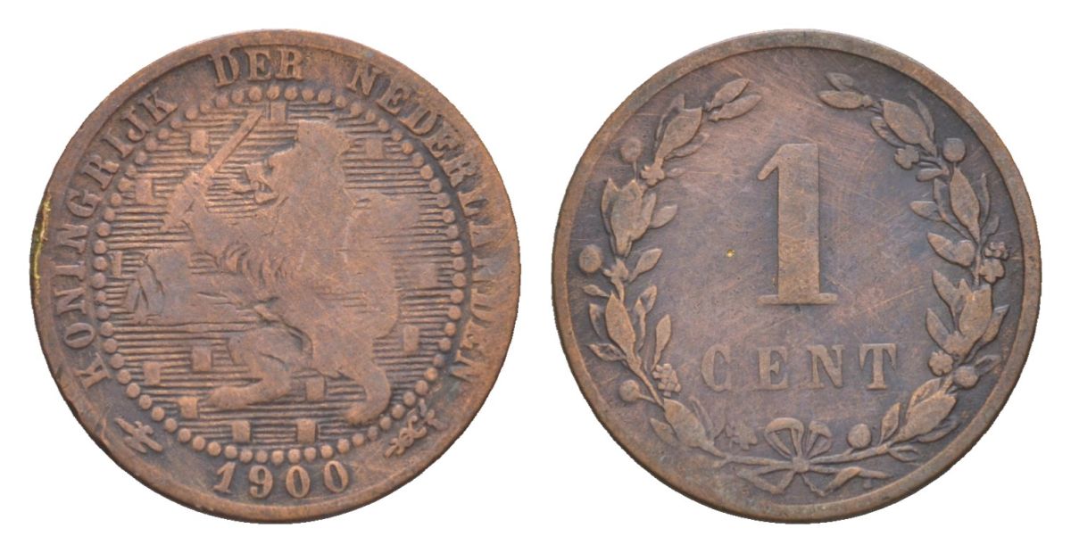 Нидерланды 1 цент 1900 Вильгельмина (1890-1948) KM 107 бронза 71-1557