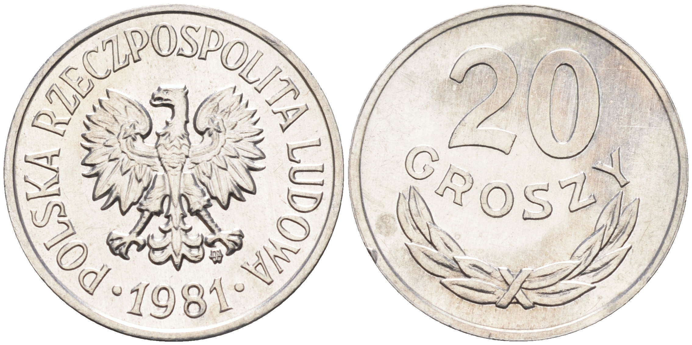 Польша 20 грошей 1981 MW KM А47 алюминий  UNC  4138-947