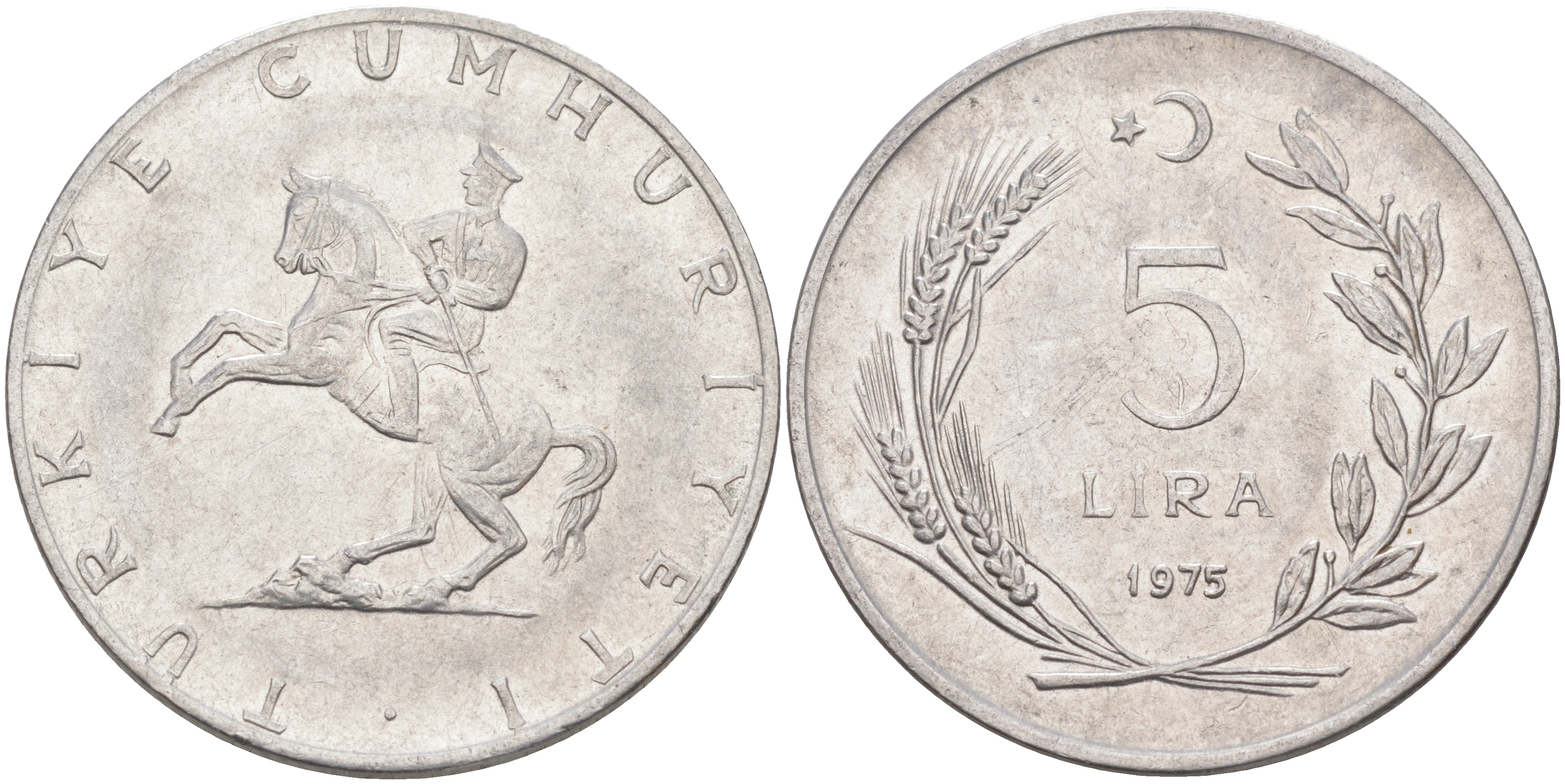 ТУРЦИЯ 5 ЛИР 1975 KM 905 сталь 4111-144