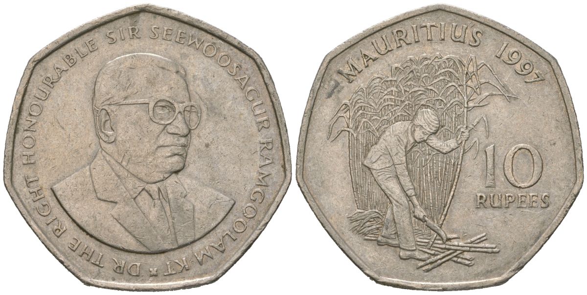 Маврикий 10 рупий 1997 Сивусагур Рамгулам KM 61 медно-никель 4619-1257