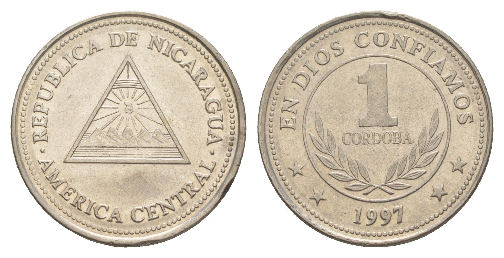 Никарагуа 1 кордоба 1997 KM 89 сталь плакированная никелем 4641-353