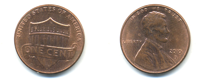 США 1 ЦЕНТ 2010 D ЛИНКОЛЬН KM NEW цинк плакированный медью UNC 179-623