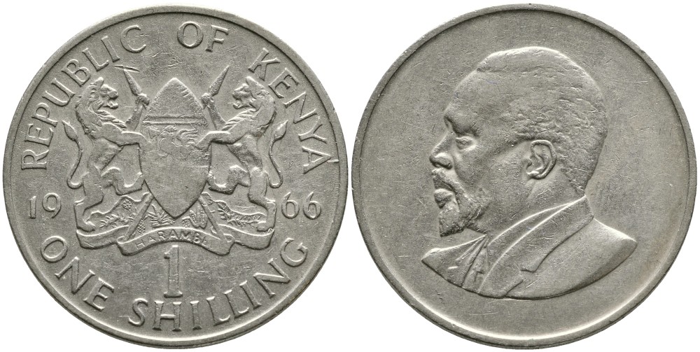 Кения 1 шиллинг 1966 Джомо Кениата KM 5 медно-никель 4529-953
