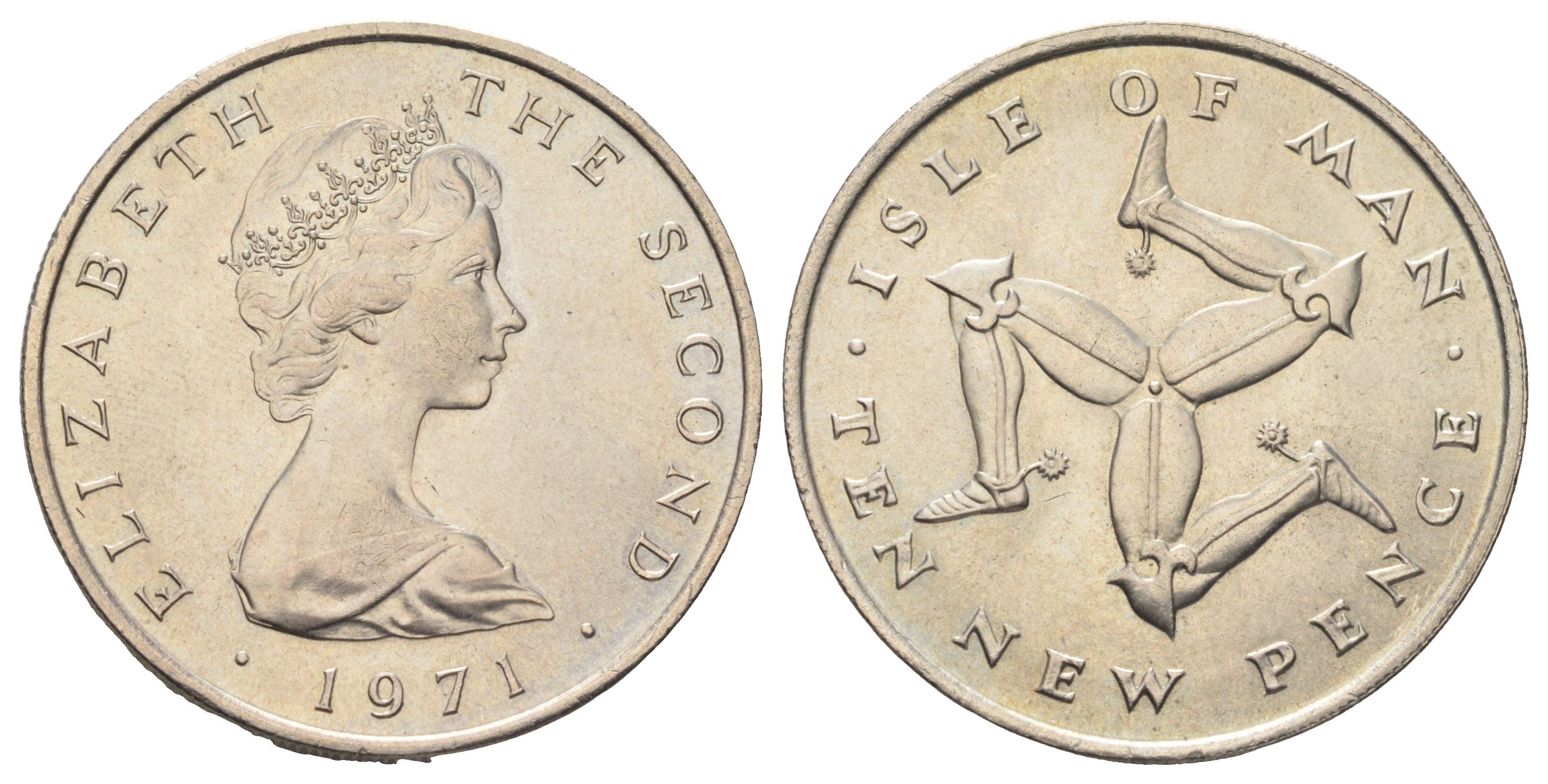 Остров Мэн 10 пенсов 1971 Елизавета II (1952-2022) KM 23 медно-никель UNC 115-1134