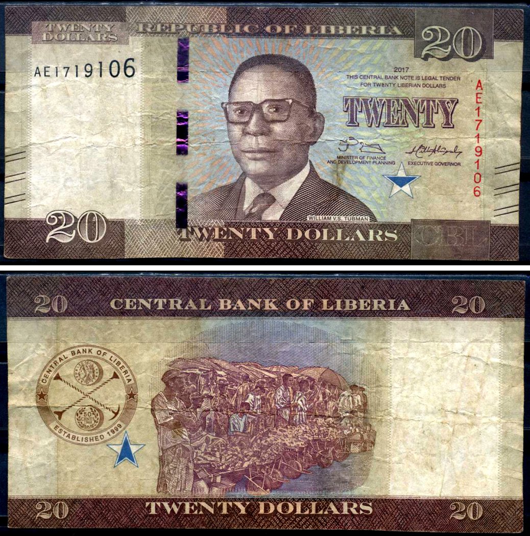 Либерия 20 долларов 2017 Уильям Табмен - президент Либерии Pick 33 b бумага 8592-10-4-2