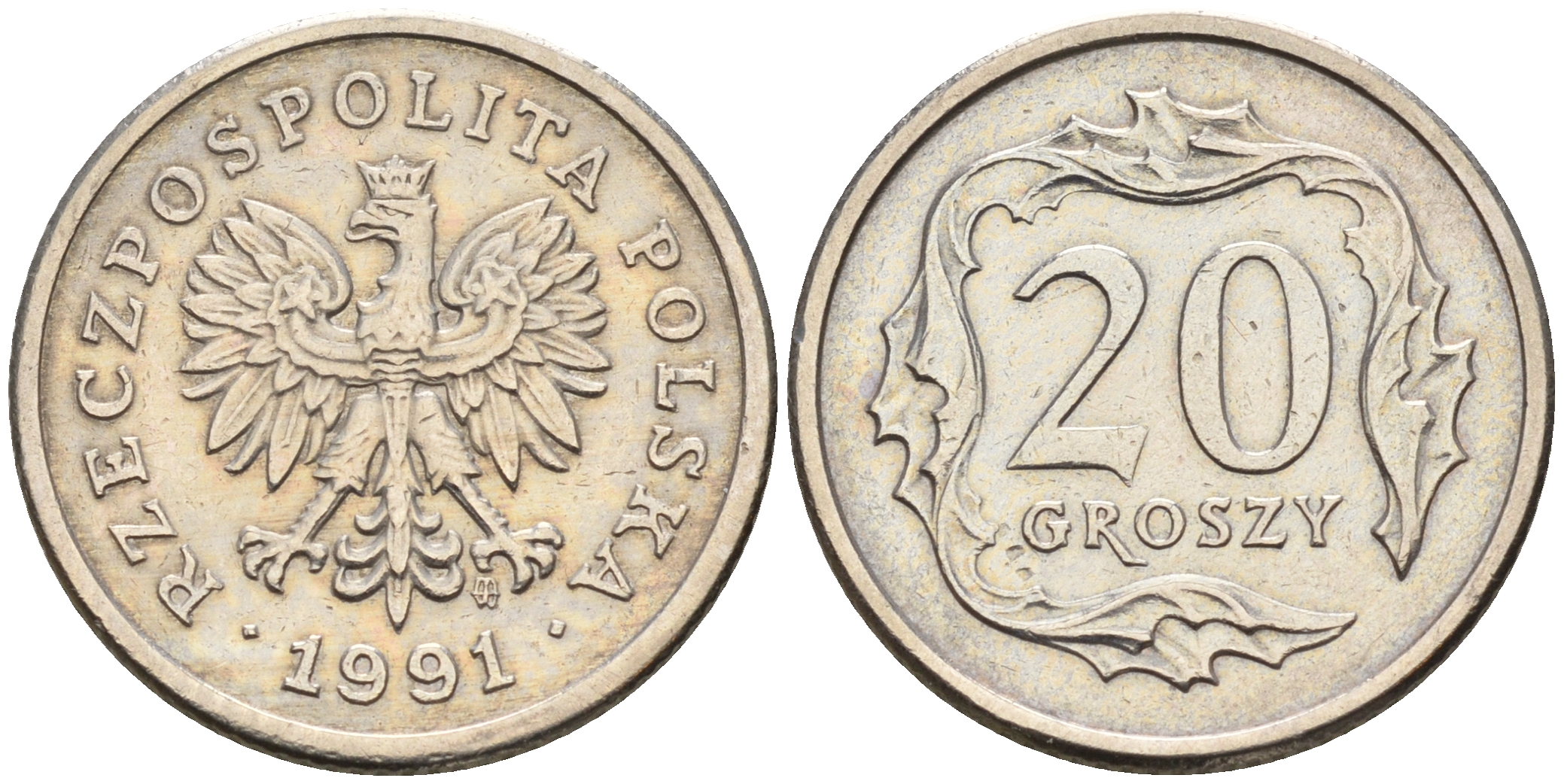 Польша 20 грошей 1991 MW KM 280 медно-никель    4564-235