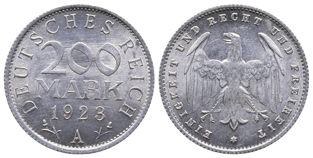 ГЕРМАНИЯ 200 МАРОК 1923 A KM 35, J. 304 алюминий 4380-432