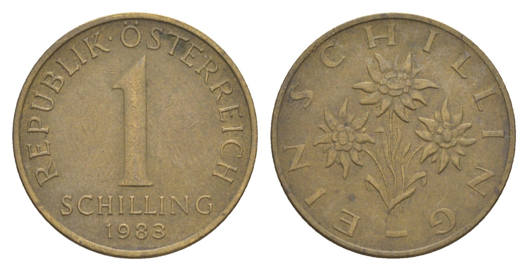 Австрия 1 шиллинг 1983 KM 2886 алюминиевая бронза 4561-1137