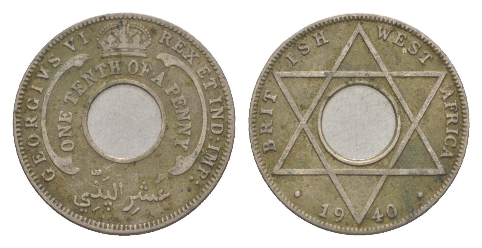 Британская Западная Африка 1/10 пенни 1940 Георг VI (1936-1952) KM 20 медно-никель 4643-725