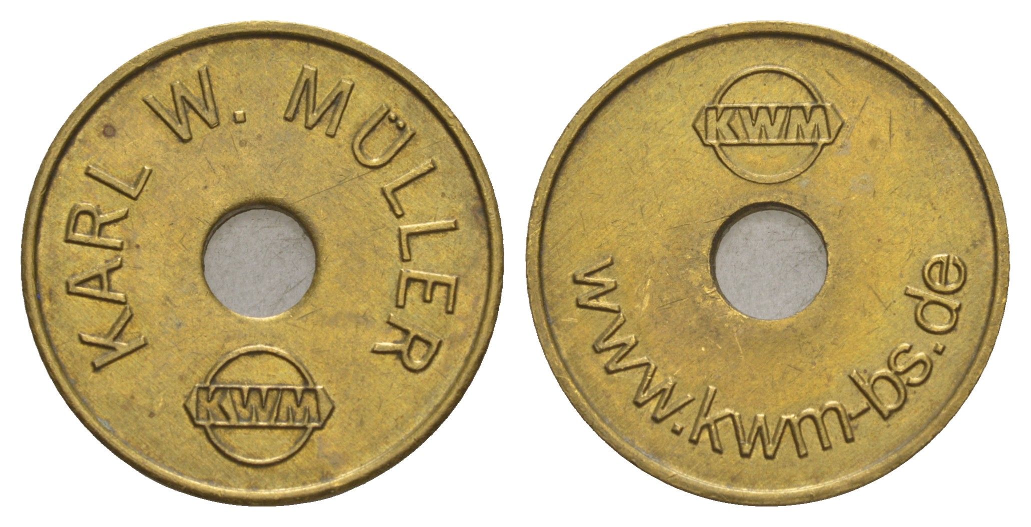 Германия жетон для автомойке KWM диаметр 20,5 мм, вес 8,2 гр латунь aUNC 4656-514