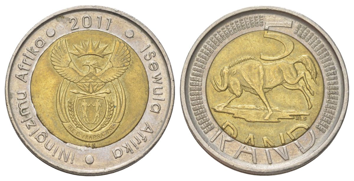 ЮАР 5 рандов 2011 KM 506 биметалл 4626-912