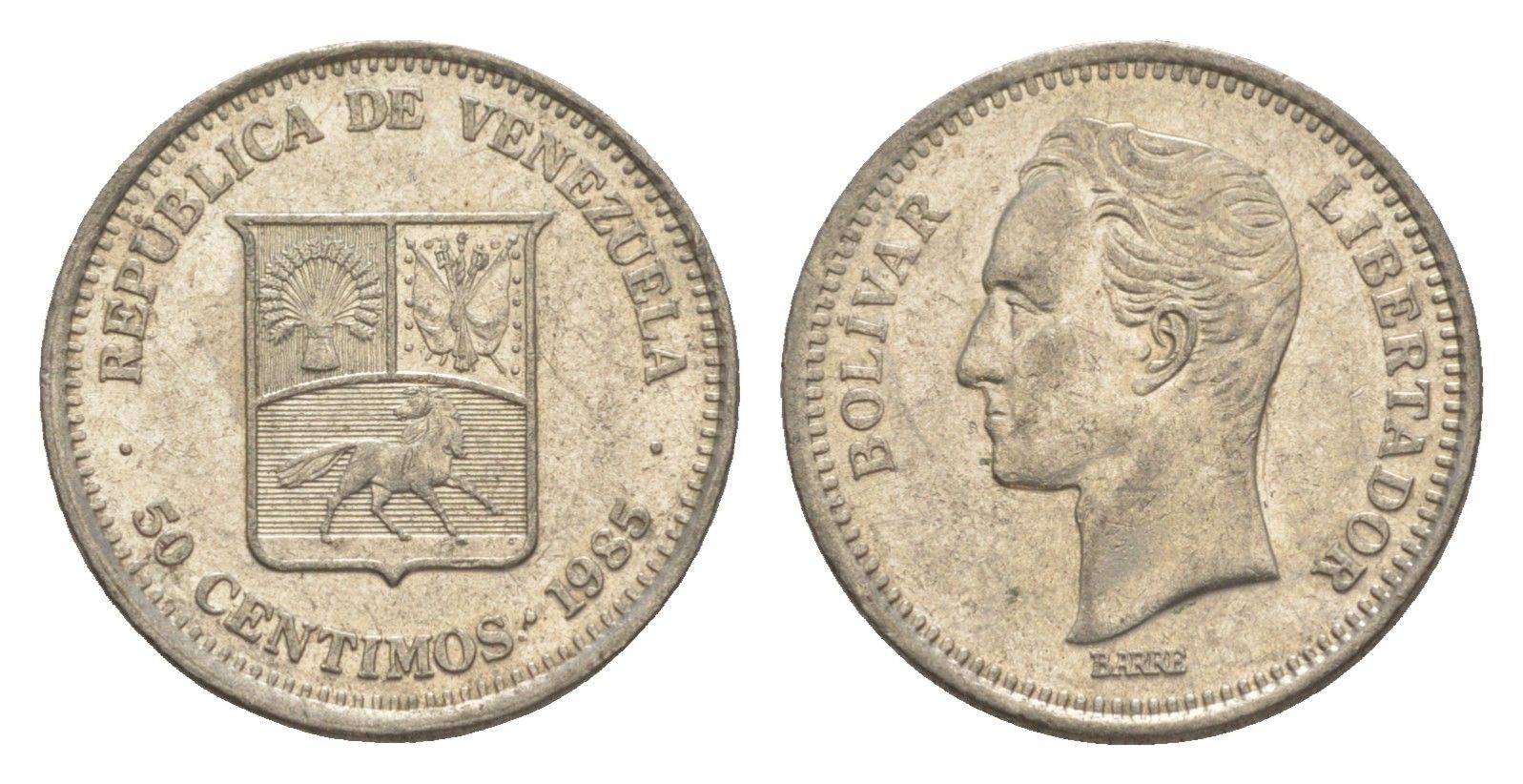 Венесуэла 50 сентимо 1985 Симон Боливар Y 41 никель 4582-1014