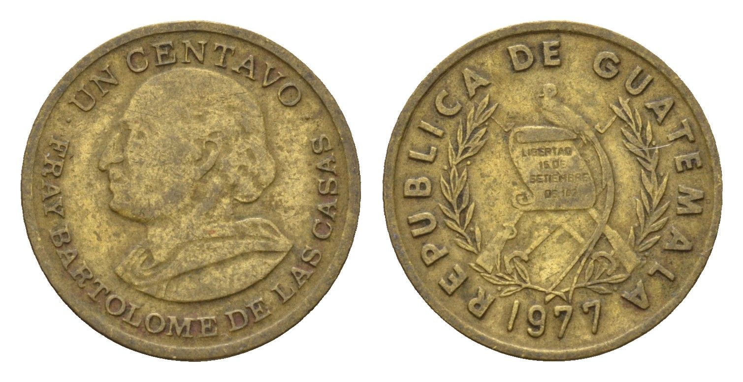 Гватемала 1 сентаво 1977 KM 275 латунь 4643-642