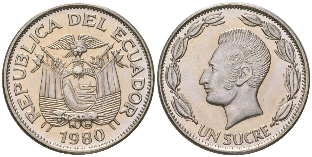 Эквадор 1 сукре 1980 KM 78b сталь плакированная никелем aUNC 4511-441