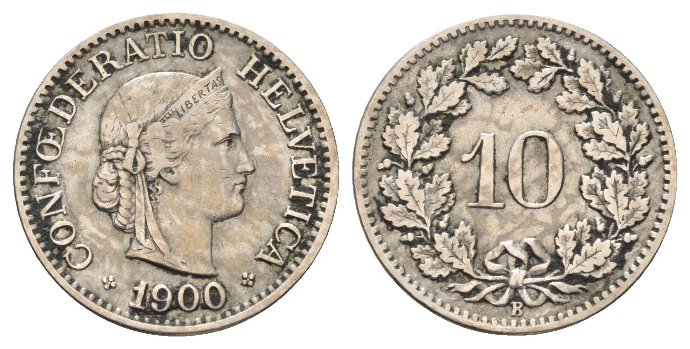 Швейцария 10 раппенов 1900 KM 27 медно-никель 4682-919